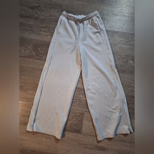 adidas Light Gray Wide-Leg Lounge Pants with Drawcord